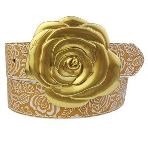 Gold Rose Buckle matched w. Hand Painted Rose Belt